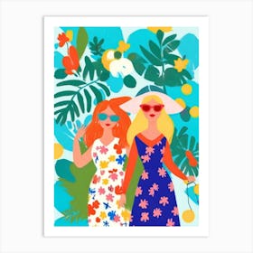 Two Women In Summer Dresses Art Print