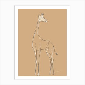 Giraffe - Boho, Line Art 5 Art Print