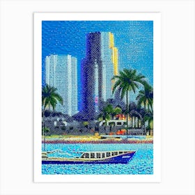 Fort Lauderdale, City Us  Pointillism Art Print