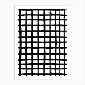 Black And White Checkered Pattern Grid Art Print