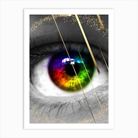 Rainbow Eye With Gold Art Print