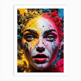 Color Splashed Face Art Print