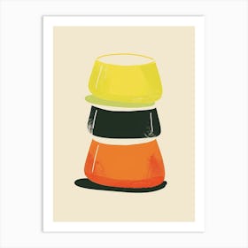 Stacked Minimalist Black Yellow Orange Jelly Art Print