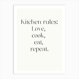 Kitchen Rules Love Cook Eat Repeat Art Print