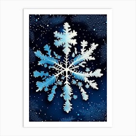 Stellar Dendrites, Snowflakes, Retro Drawing 1 Art Print