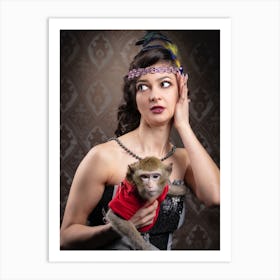 Woman With A Monkey Art Print