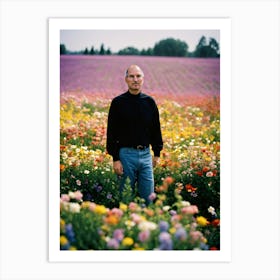 Steve Jobs In A Flower Field Art Print