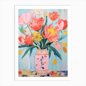 Flower Painting Fauvist Style Peony 3 Art Print