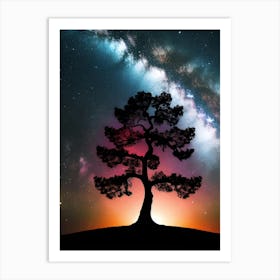 Lone Tree In The Night Sky 1 Art Print