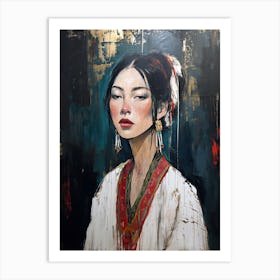 Japan Girl, , Boho Art Style Art Print