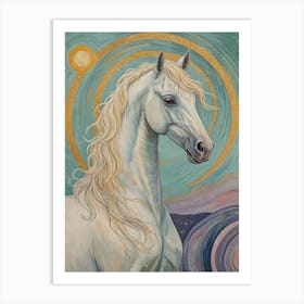 White Horse In Pastel Art Print