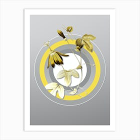 Botanical Red Passion Flower in Yellow and Gray Gradient n.062 Art Print