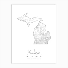 Michigan Minimal Street Map Art Print