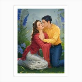 Kissing In The Woods Art Print