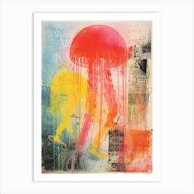 Jellyfish Risograph Inspired 3 Art Print