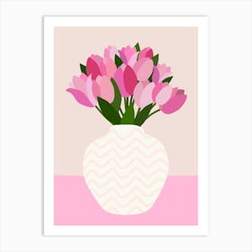 Tulip Arrangement - Floral Vase Pink Art Print