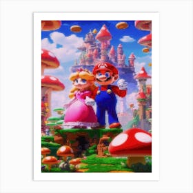 Mario Bros Mushroom World Art Print