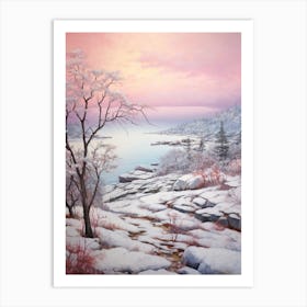 Dreamy Winter Painting Acadia National Park United States 2 Art Print