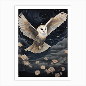 Barn Owl 1 Gold Detail Painting Art Print