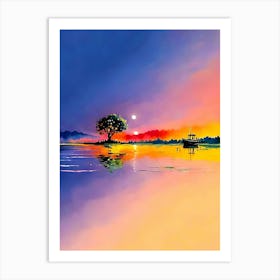 Sunset On The Lake Art Print