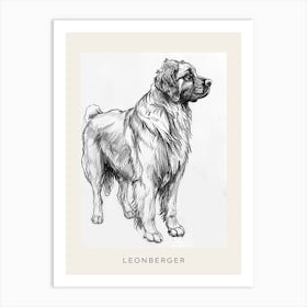 Leonberger Dog Line Sketch 3 Poster Art Print