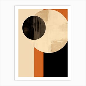 Symphony Of Spheres; Beige Mid Century Orbits Art Print