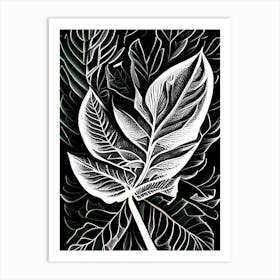 Camphor Leaf Linocut 1 Art Print