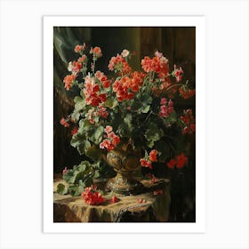 Baroque Floral Still Life Geranium 4 Art Print