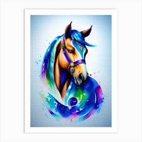 Colorfull Horse watercolor brush Art Print