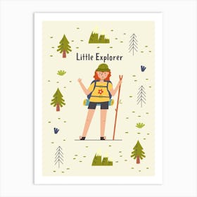 Little Explorer Hiker Art Print