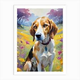 Beagle In The Meadow Art Print