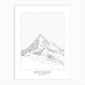 Mont Blanc France Italy Line Drawing 1 Poster Art Print