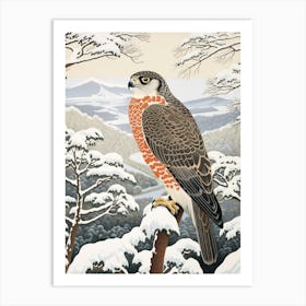 Winter Bird Painting Falcon 5 Art Print