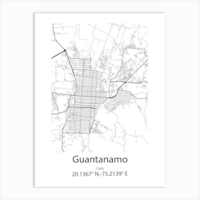 Guantanamo,Cuba Minimalist Map Art Print