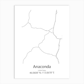 Anaconda,United States Minimalist Map Art Print