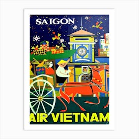 Saigon, Vietnam, Vintage Travel Poster Art Print
