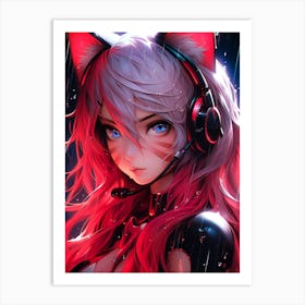 Anime Girl In The Rain Art Print