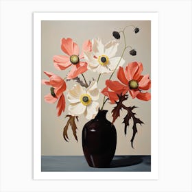 Bouquet Of Japanese Anemone Flowers, Autumn Fall Florals Painting 1 Art Print