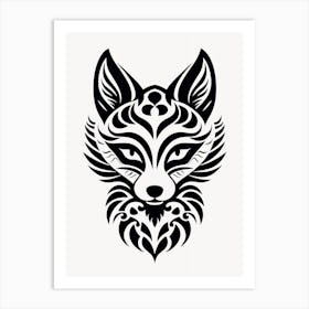 Linocut Fox Abstract Line Illustration 18 Art Print