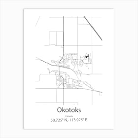 Okotoks,Canada Minimalist Map Art Print