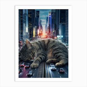 Cat Sleeping In The City Art Print