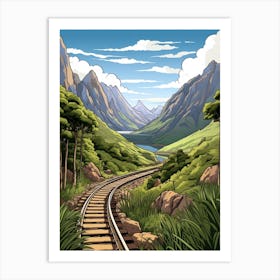 Greenstone And Caples Tracks New Zealand 1 Vintage Travel Illustration Art Print