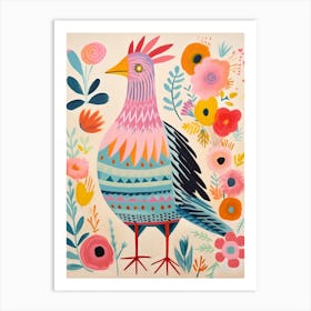 Pink Scandi Chicken 6 Art Print