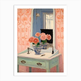 Bathroom Vanity Painting With A Gerbera Bouquet 2 Art Print