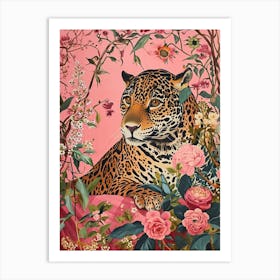 Floral Animal Painting Jaguar 3 Art Print