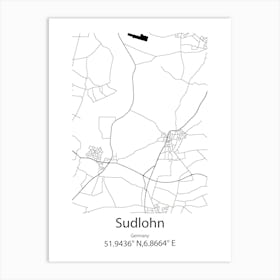 Sudlohn,Germany Minimalist Map Art Print