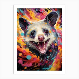  A Foraging Possum Vibrant Paint Splash 3 Art Print