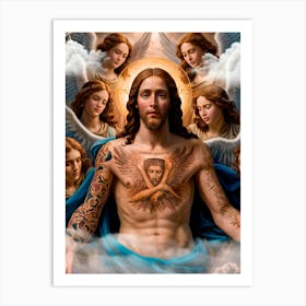 Jesus With Angels 1 Art Print