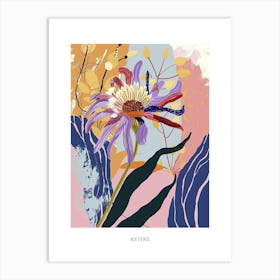 Colourful Flower Illustration Poster Asters 5 Art Print