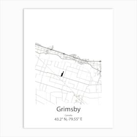 Grimsby,Canada Minimalist Map Art Print